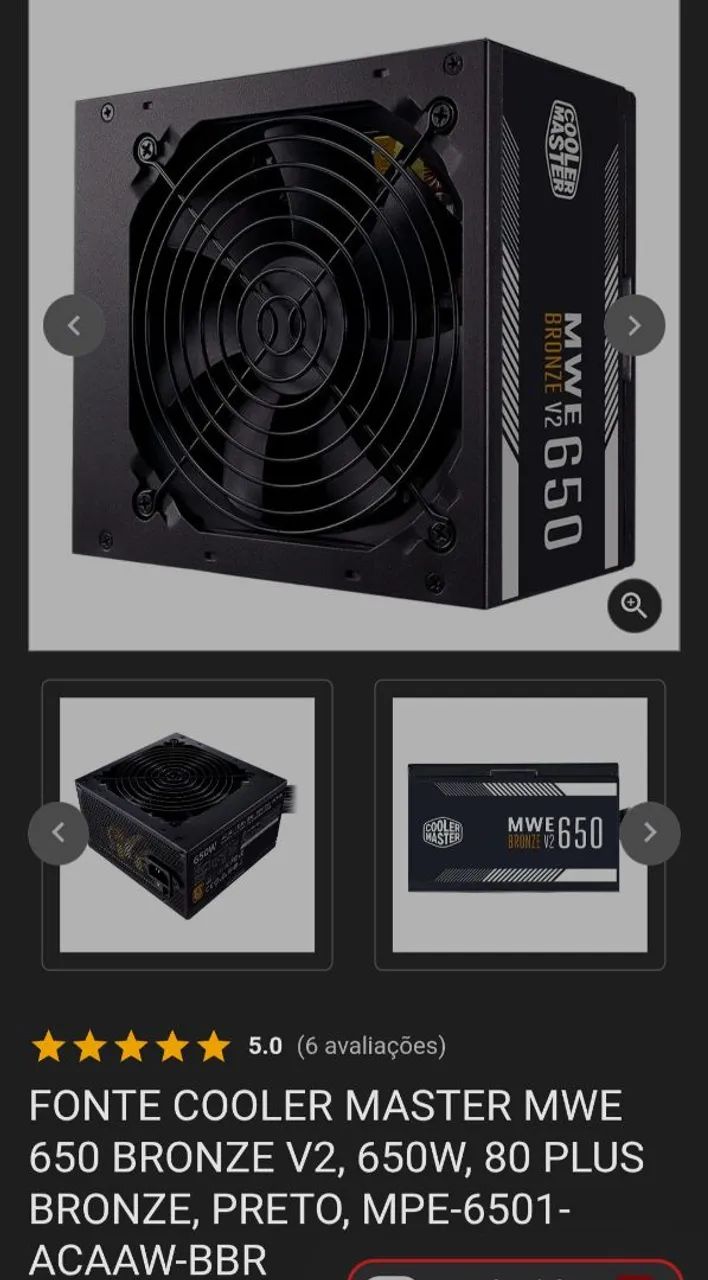 Fonte 650w 80 plus bronze Cooler Master V2 - Foto 4