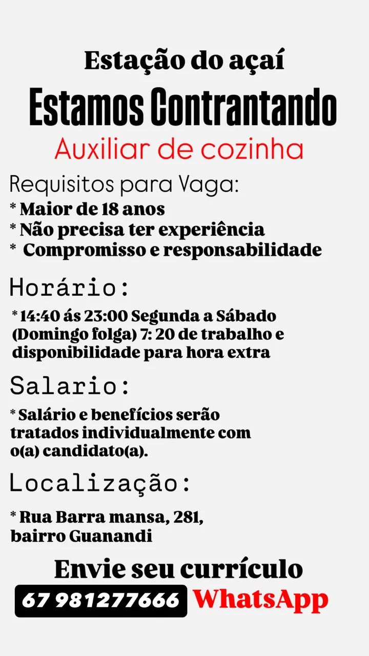 Auxiliar de cozinha