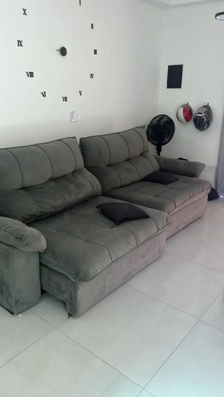 Sofa retratil cinza 3 metros