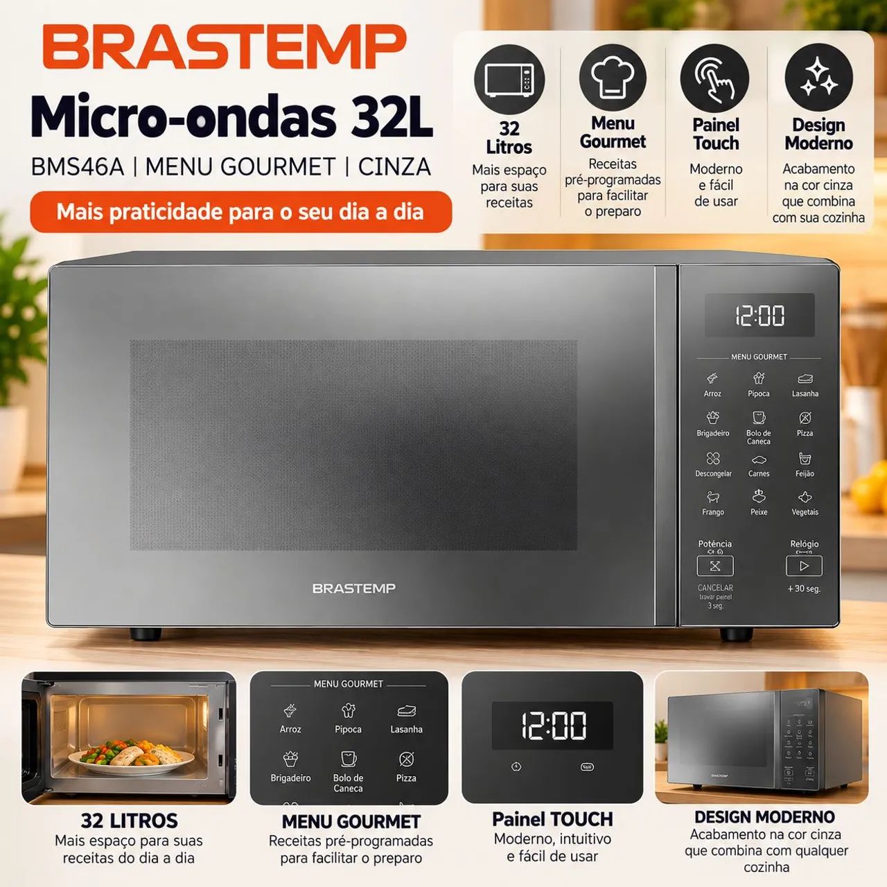Micro-ondas Brastemp 32L Cinza