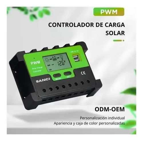 controlador carga solar 20A pwm 12v/24v
