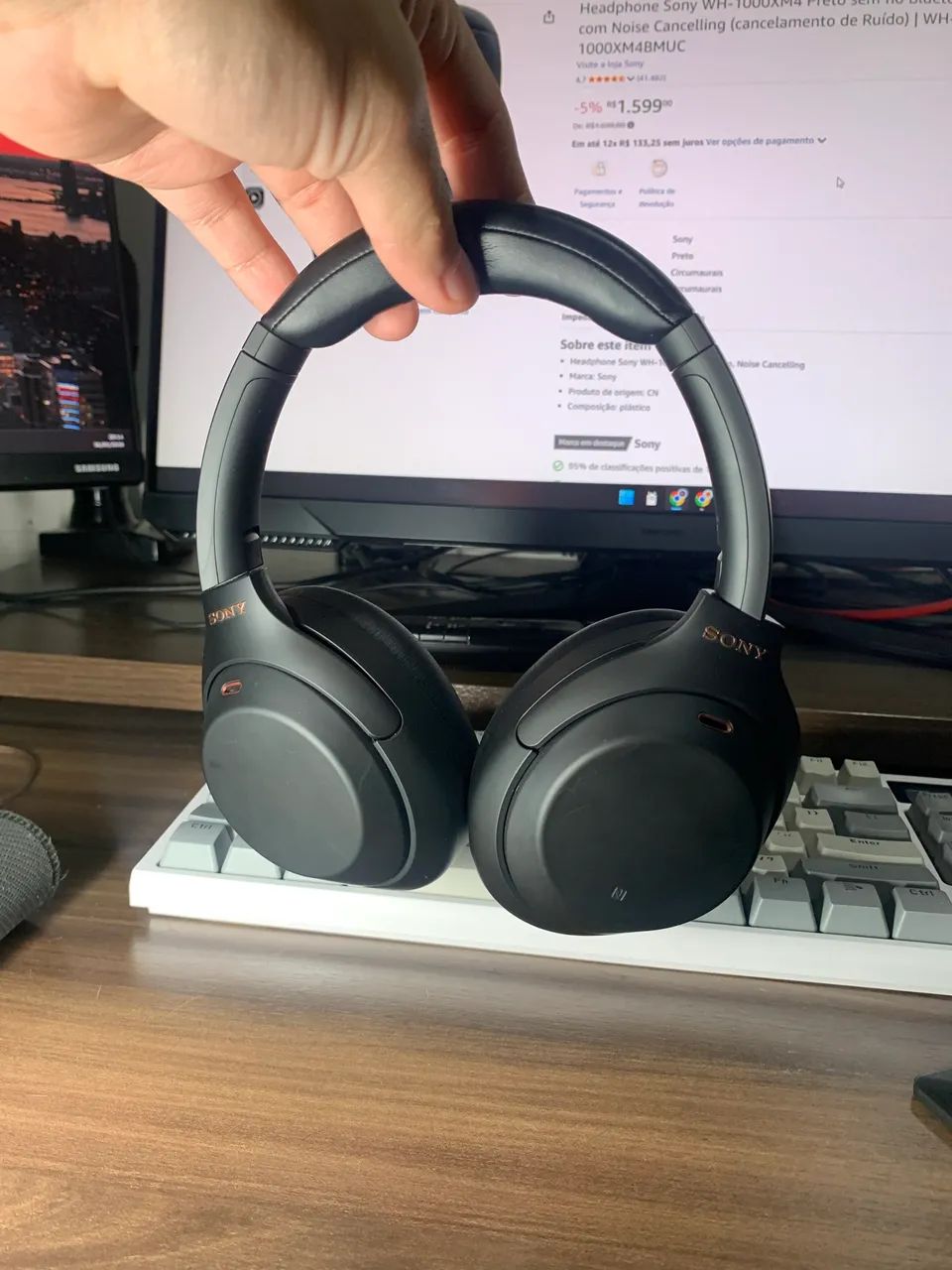 Fone com cancelamento de ruído. Sony WH-1000XM4 sem fio Bluetooth - Foto 5