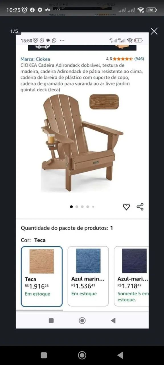 Cadeira Adirondack Dobrável CIOKEA
