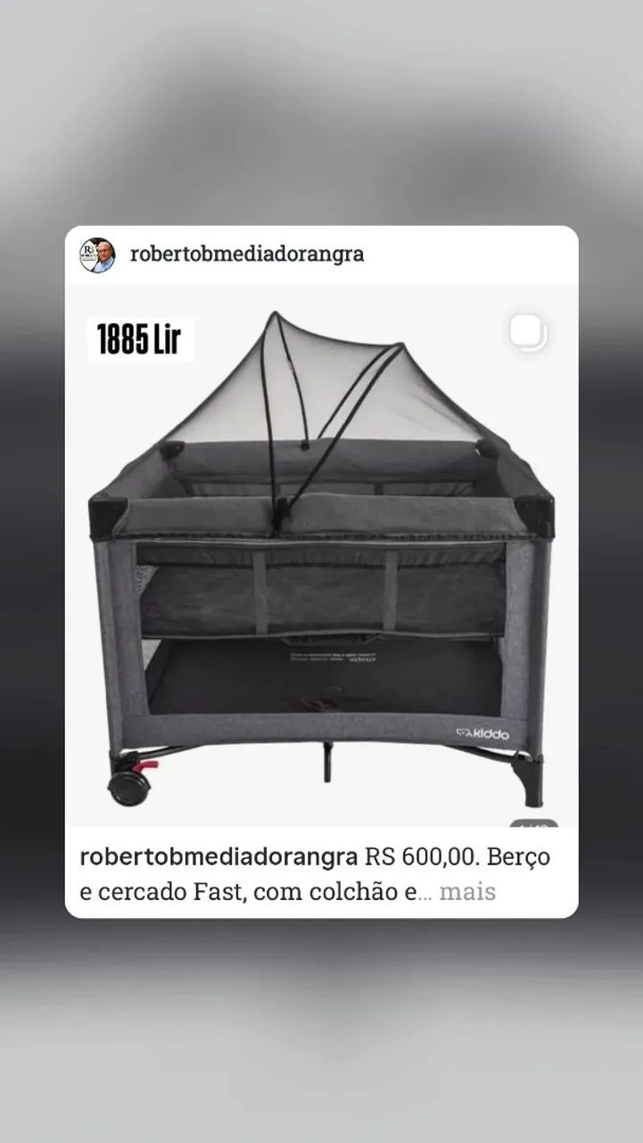 Berço portátil e cercado Kiddo com colchão e mosquiteiro