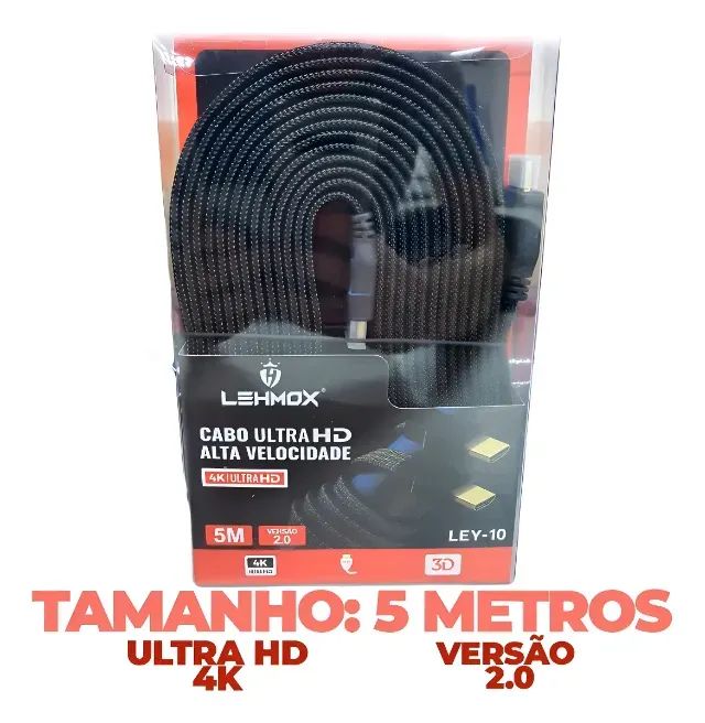Cabo HDMI 5m Ultra Hd Revestimento Duplo Lehmox