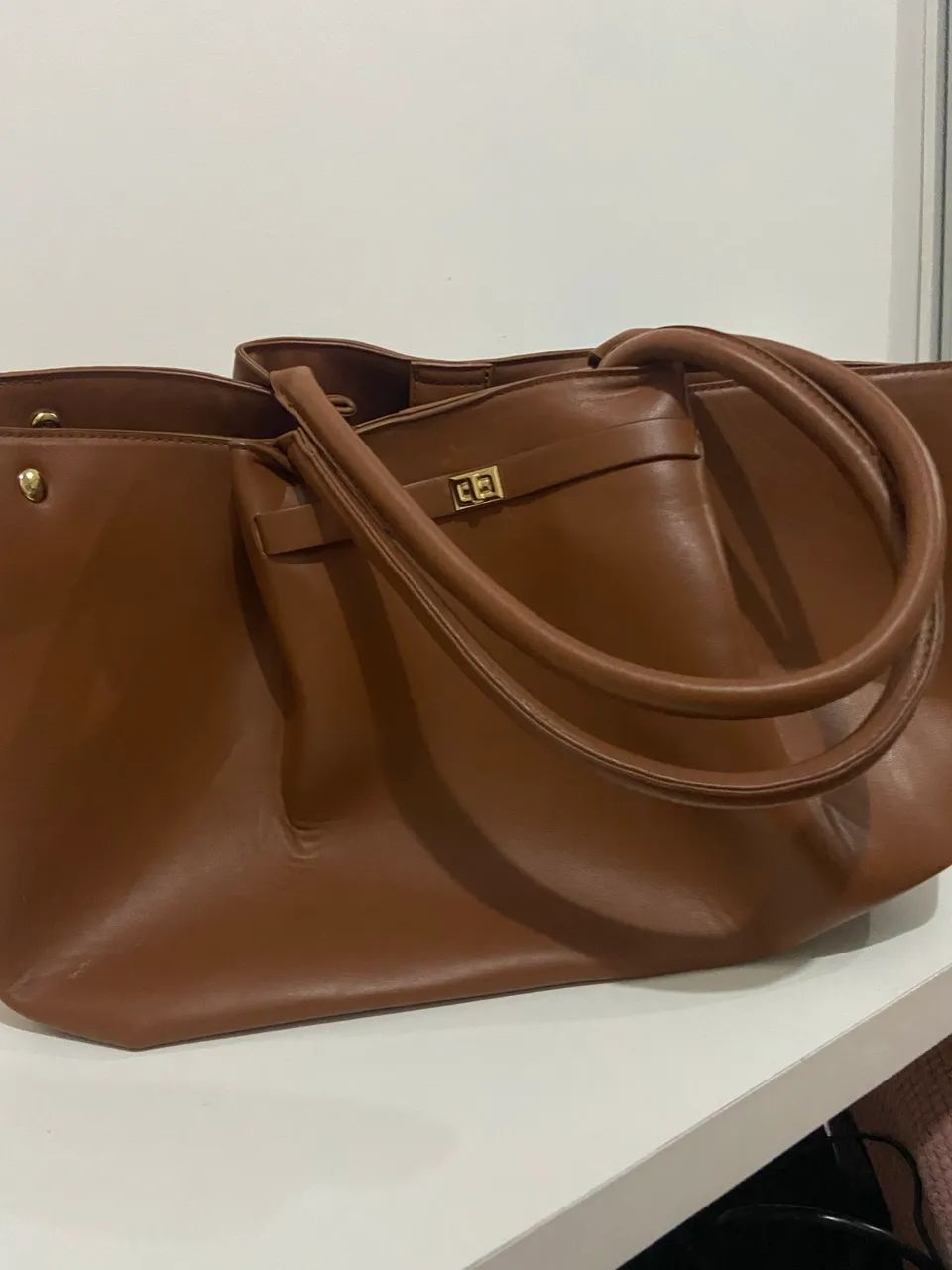 Bolsa Shopper Marrom Grande Estilo Zara/Minimalista - Foto 2