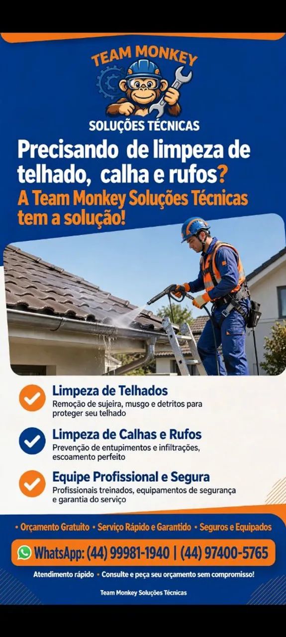 Limpeza de telhado e calhas 