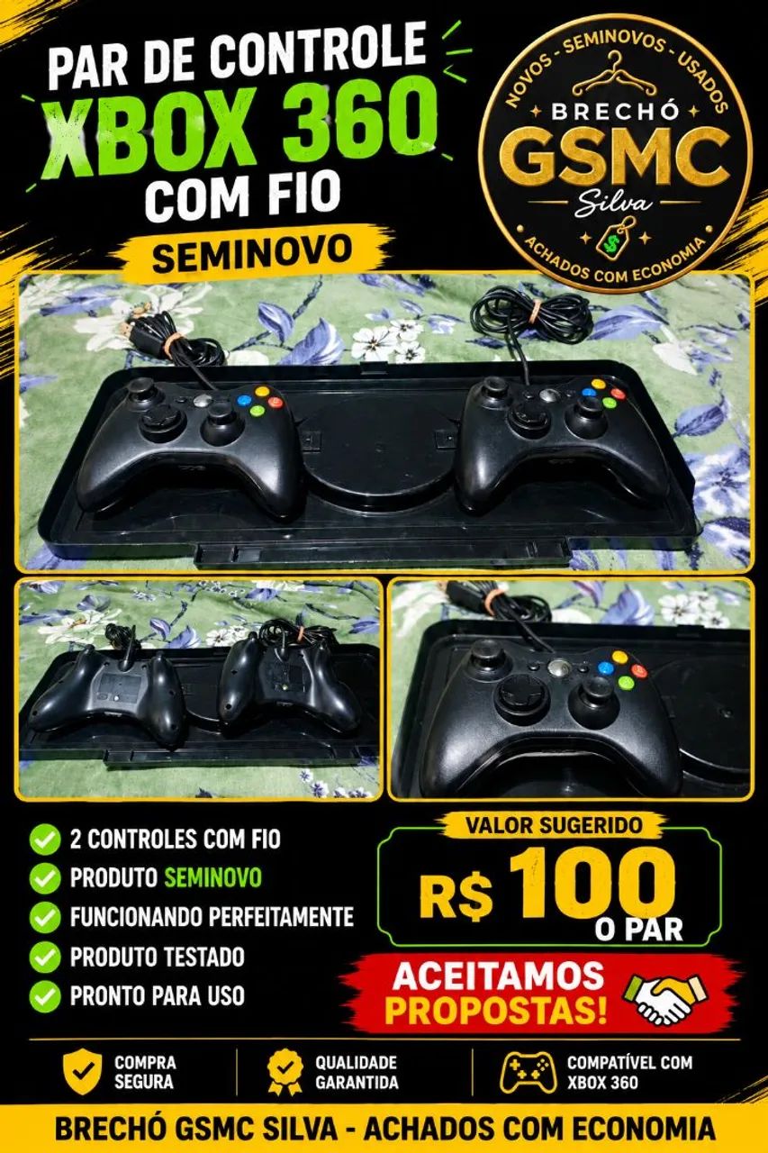 Dos controles com fio para xbox360