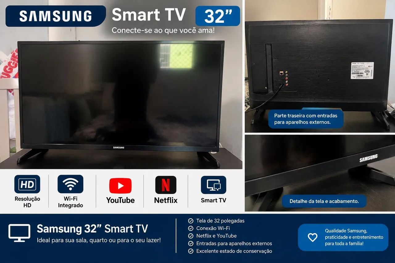 Smart TV Samsung 32 Polegadas com Netflix e YouTube - Foto 3