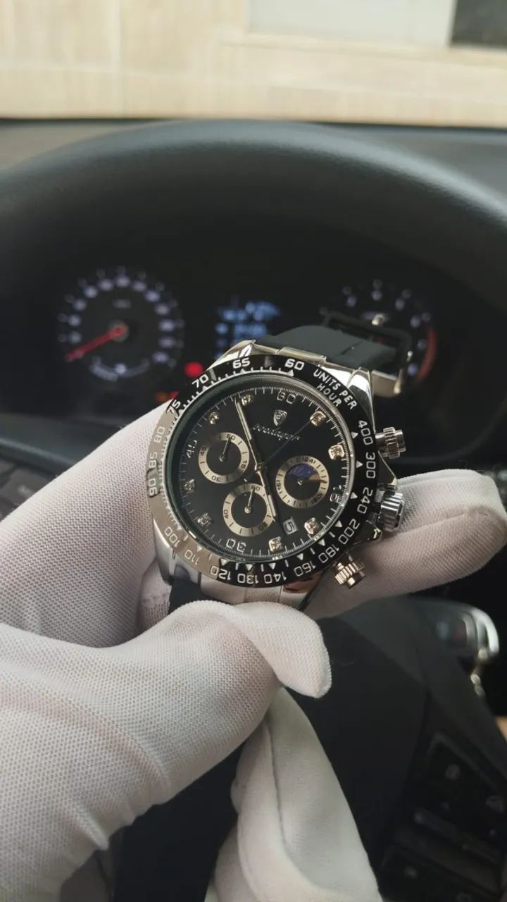 Relógio Poedagar Com Pulseira Silicone-Preto