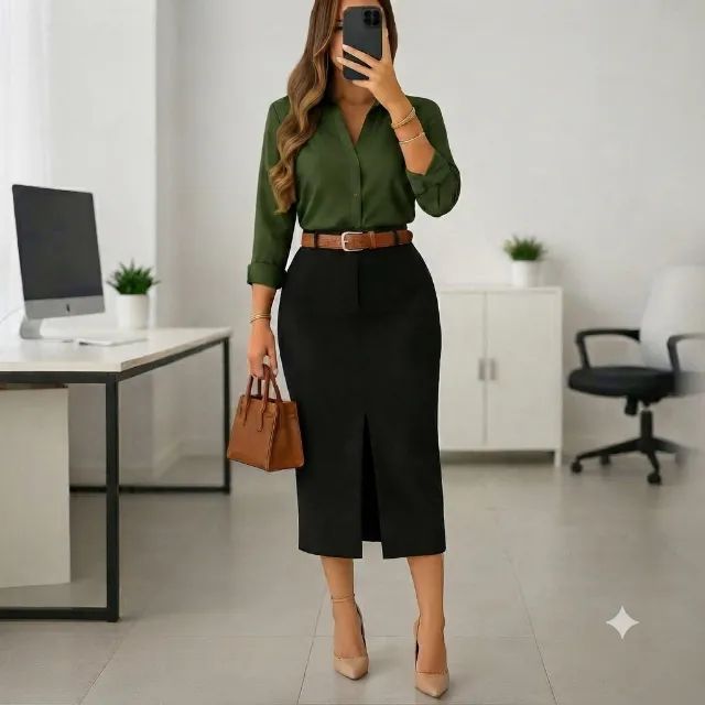 Look Social Feminino Saia Longa e Camisa - Foto 5