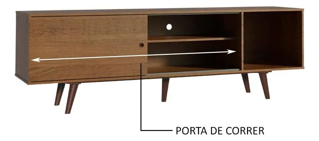 Rack Madesa Dubai Para Tv Até 65 Polegadas C/ Pés Rustico - Foto 4