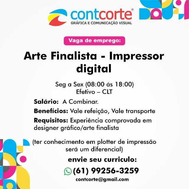 Vaga para impressor de impressora mimak é xerox com experiência.