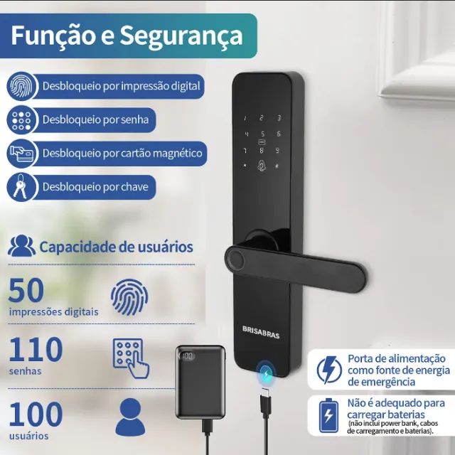 Fechadura Digital Biométrica Bluetooth Tuya Smart Vida - Foto 2