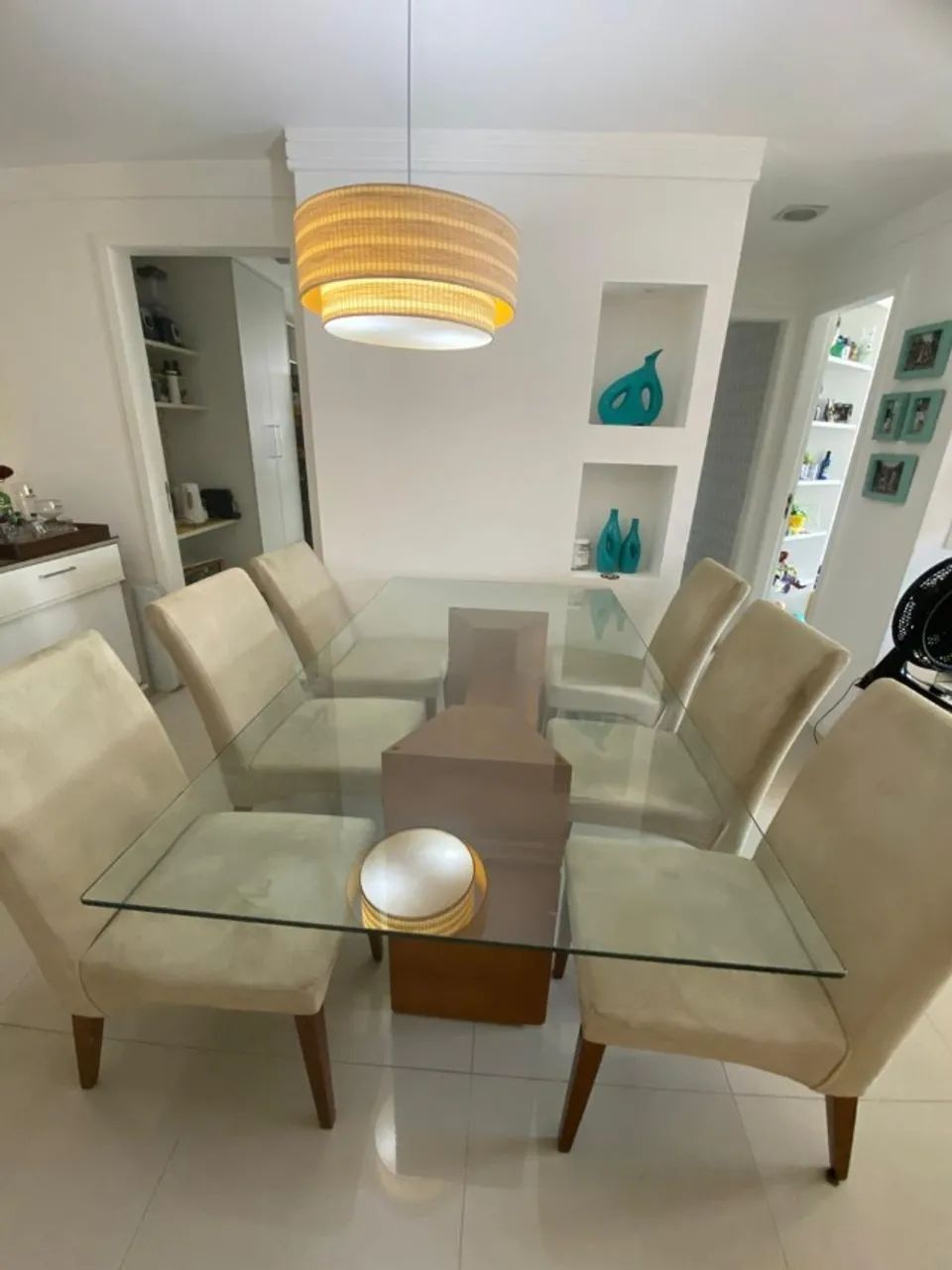 Mesa de jantar rentangular vidro 1,80 m x 1,0 m