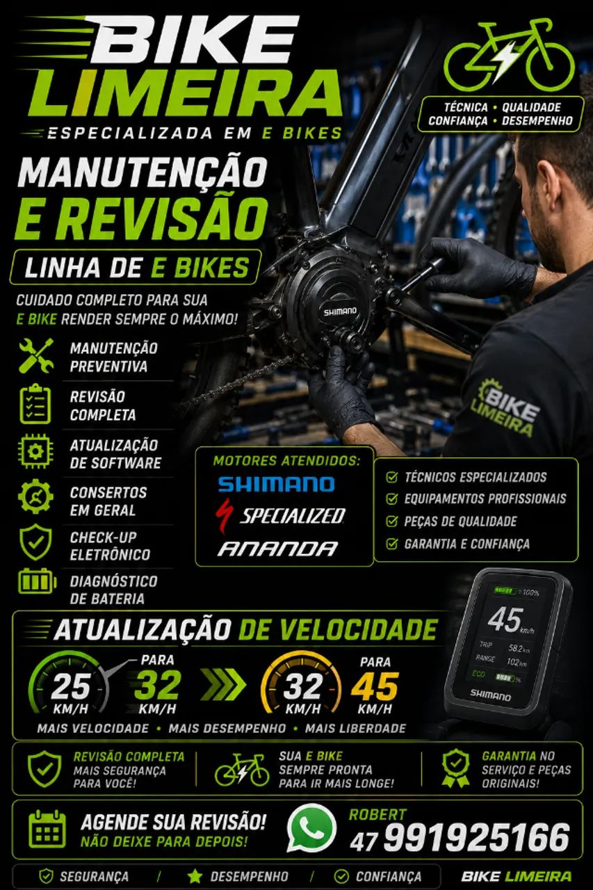 TRABALHO COM MANUTENÇAO DE E BIKES ,REVISOES 