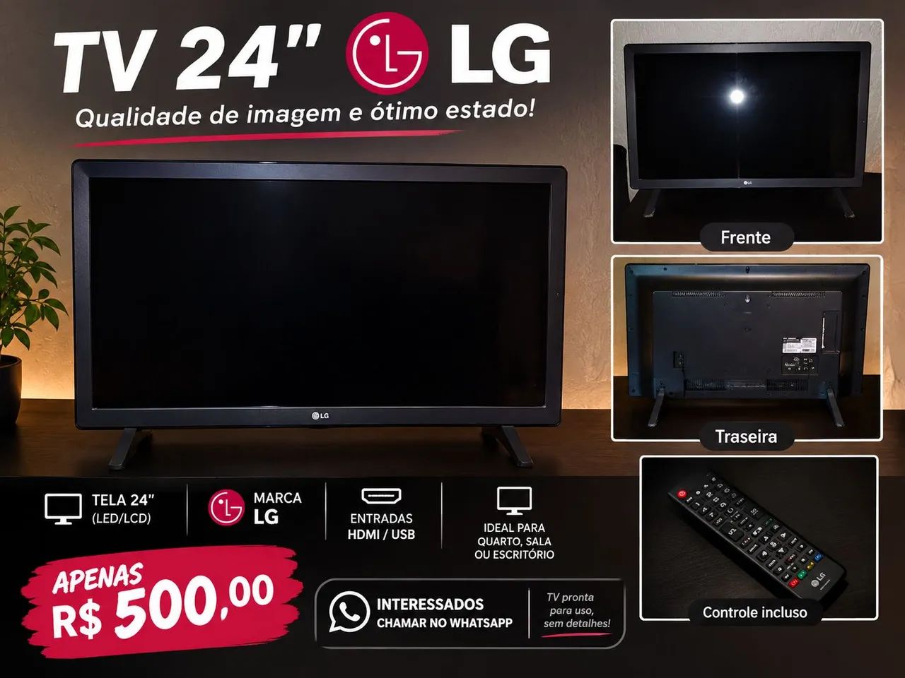 Venda de tv LG 24" com painel - Foto 2