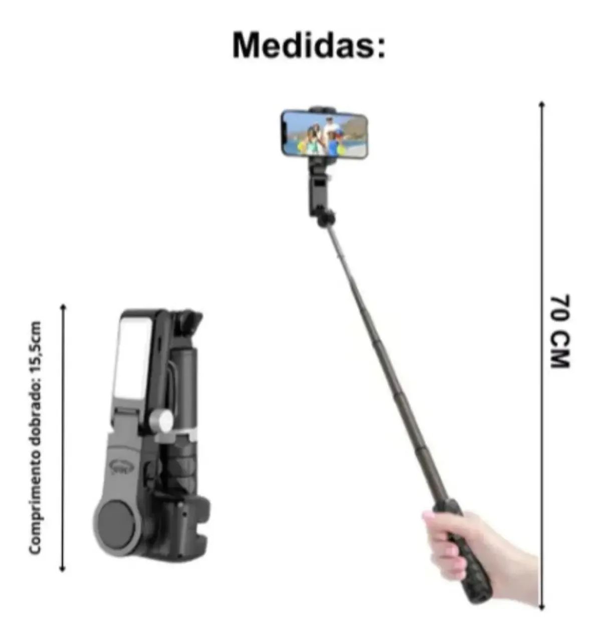 Guimbal Celular Profissional + Tripé 80cm Retrátil Luz Led - Foto 3