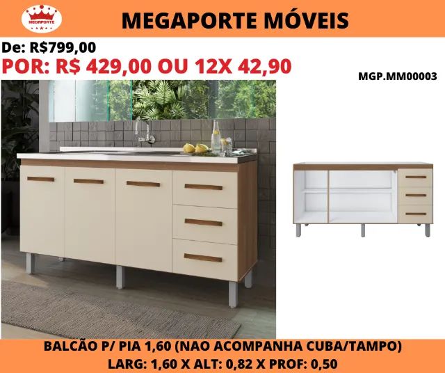 Balcão de Pia 1,60 Moblis