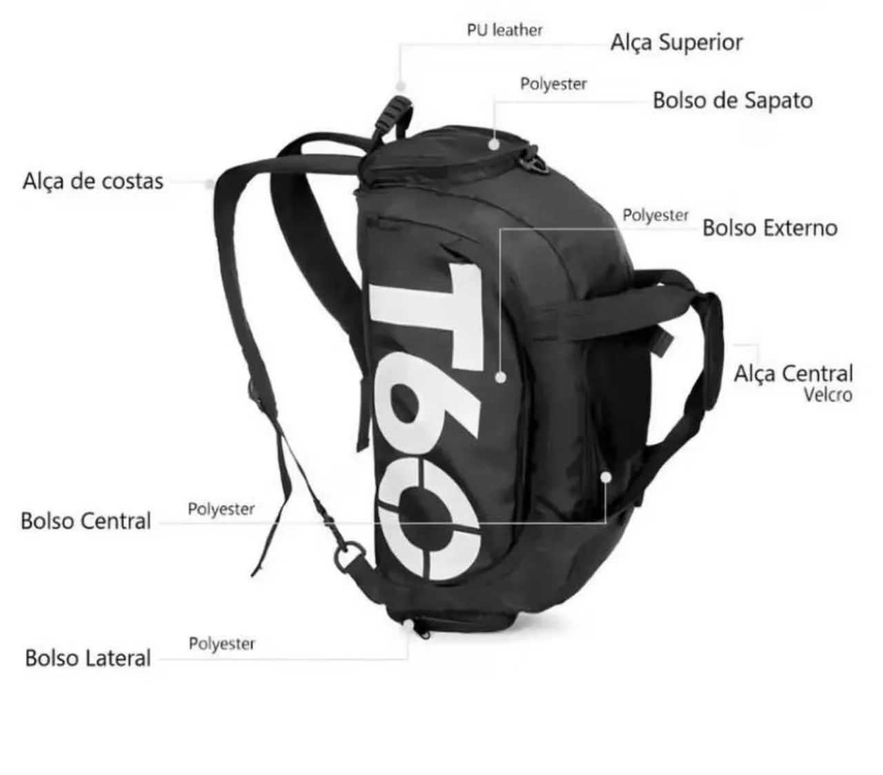Mochila T60 Práctica e perfeita para academia - Foto 2