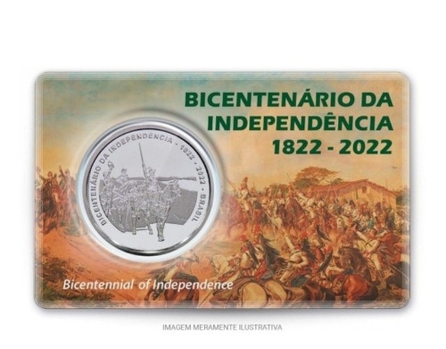 Moeda Cuproniquel 2 Reais Bicentenario da Independência do Brasil Comemorativa 