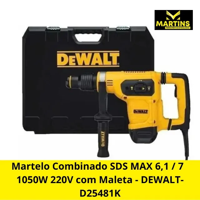 Martelo Combinado SDS Max 6,1 / 7 1050W 220V com Maleta - Dewalt D25481K-B2