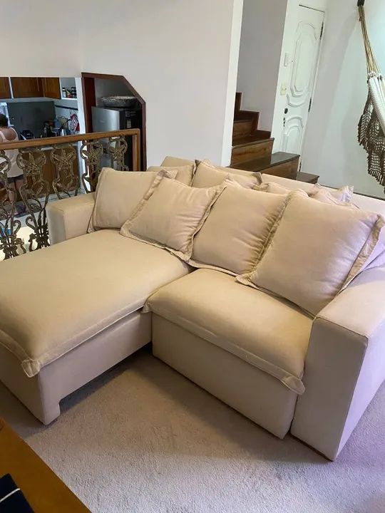 Lindo sofá retrátil e reclinável com molas Pocket e almofadas pillowtop