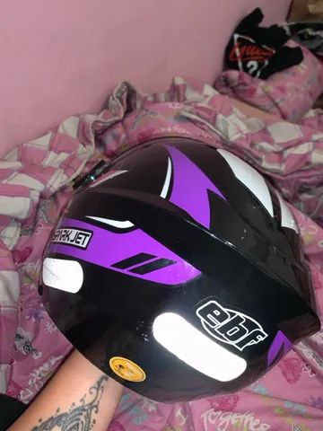 CAPACETE ABERTO C/VISEIRA NEW SPARK JET FEMIN PRETO/LILAS-60