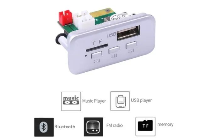 Mini Placa Decodificadora Sem Fio Bluetooth 5.0 Mp3 12v Suporte Wma Usb Fm Tf COD-AP106   