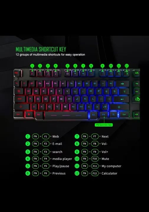 Teclado Gamer com Iluminação RGB - 12 Funções Multimídia - Foto 4