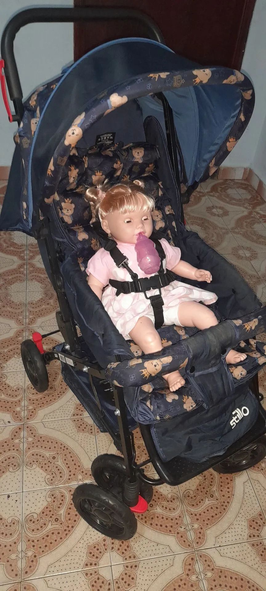 Carrinho de Bebê - Azul - Com Ursinhos! - Foto 4