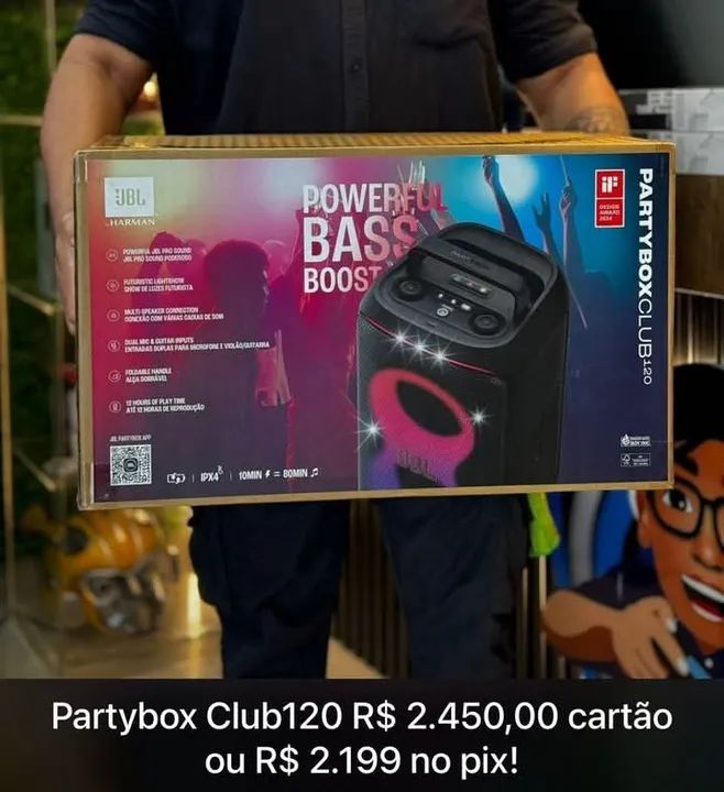 Caixa de Som JBL Partybox Club 120 - Som Potente e Iluminação