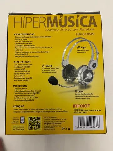 Headfone com microfone Infokit - HM-610MV - Novo - Foto 3