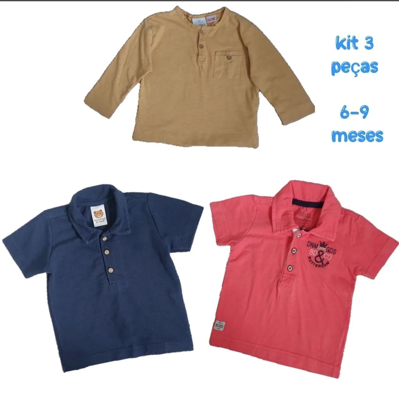 Blusas menino - kit 3 peças 