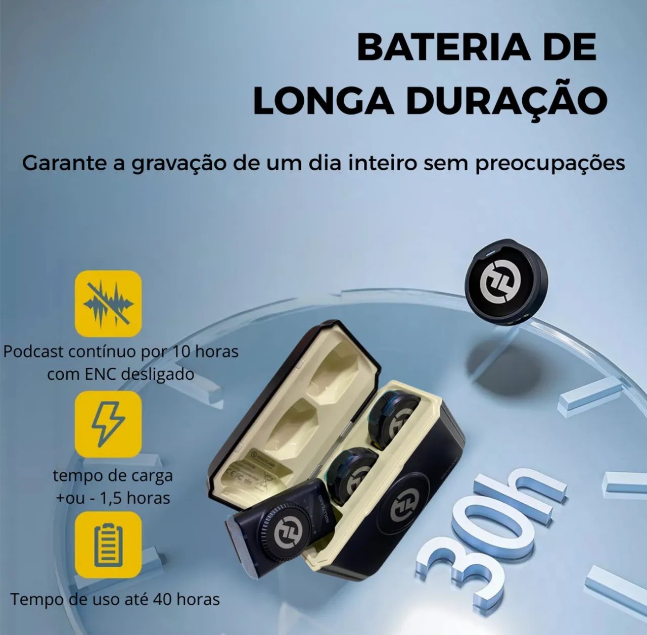 Microfone Hollyland Lark M2 Duo Combo Duplo Para 2 pessoas Preto - Foto 4