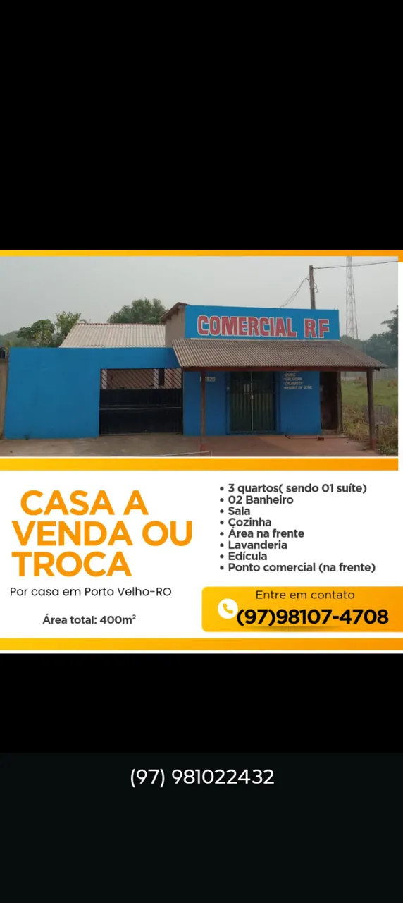 VENDO OU TROCO POR CASA EM PORTO VELHO-RO