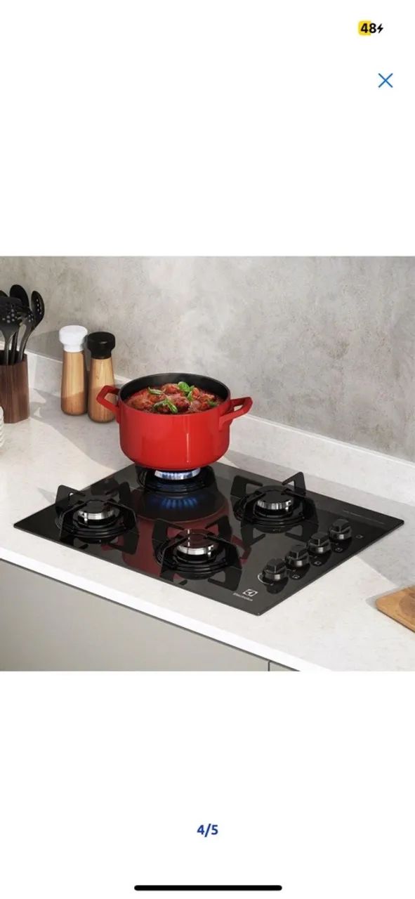 Cooktop a Gás Electrolux KE4GP com 4 bocas, bivolt, cor preta. 