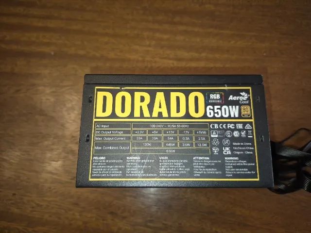Fonte Aerocool Dorado RGB 650W 80 Plus Gold 