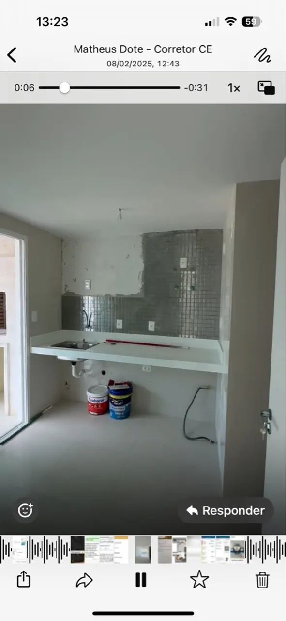 Pia de cozinha em construção