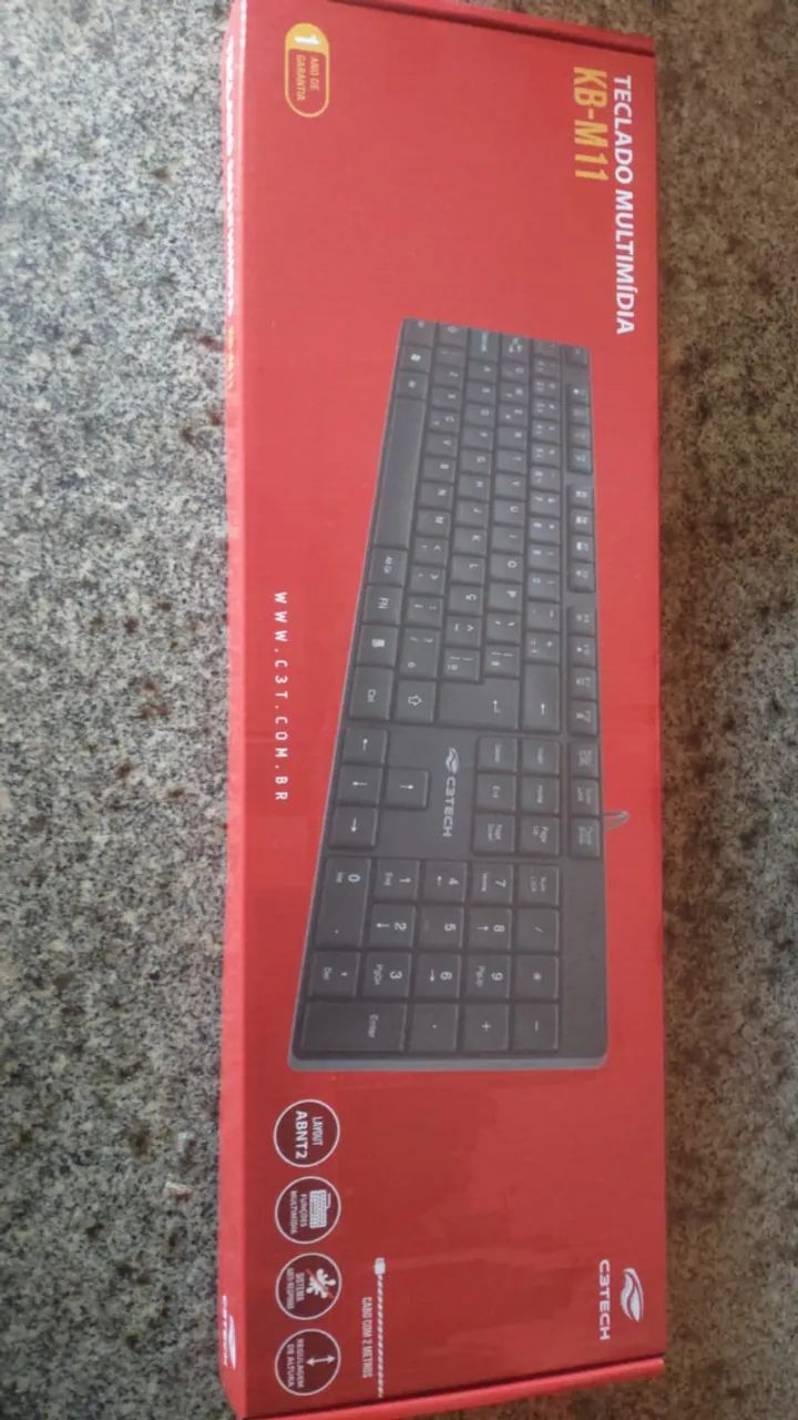 Teclado Multimídia C3Tech KB-M11 USB ABNT2 com Fio 2 Metros