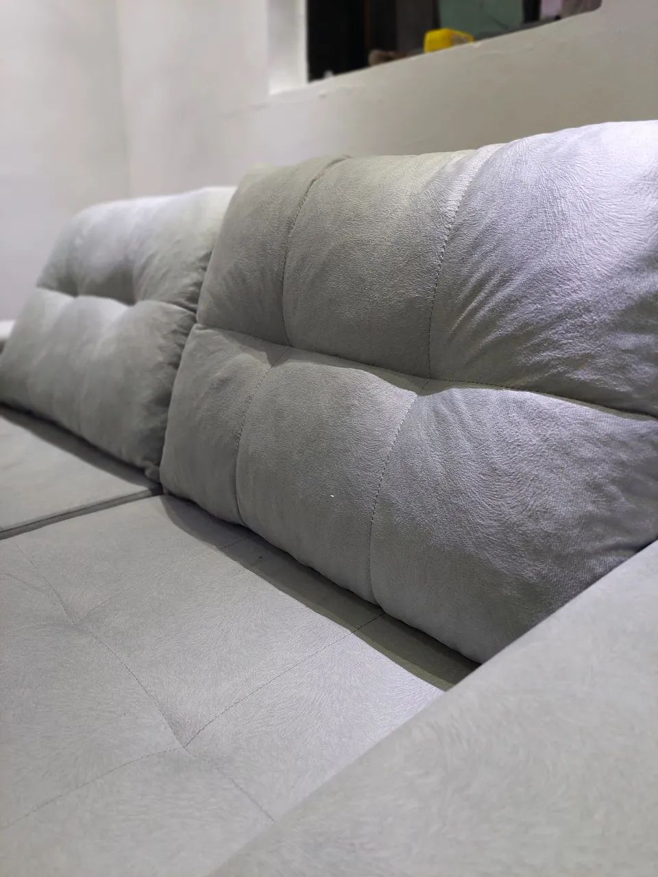 Sofá Retrátil 2 Lugares 180cm Almofadas Soltas Cinza - Foto 3