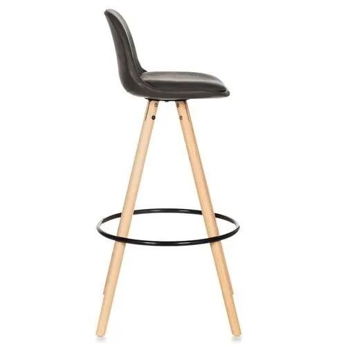 Banqueta Eames Luísa Preta Base Madeira - 97 cm