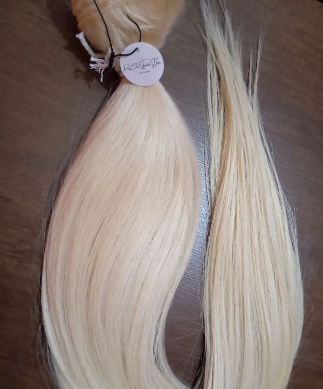 Cabelo fibra russa original 200gr 70cm loiro 613# na tela liso  - Foto 2