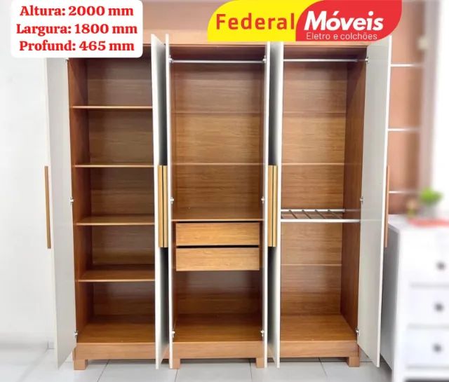Guarda Roupa Casal 100% MDF 6 portas 2 gavetas Oferta - Foto 5