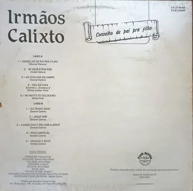 Lp Disco de Vinil Gospel Evangélico Irmãos Calixto Conselho De Pai Pra Filho - Foto 2