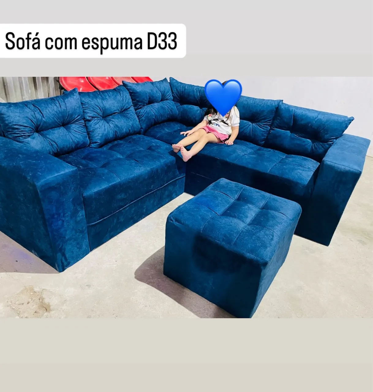 canto azul com puff e espuma D33 relaxante