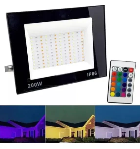 Refletor Led 200W Colorido RGB Com Controle - AAA Top