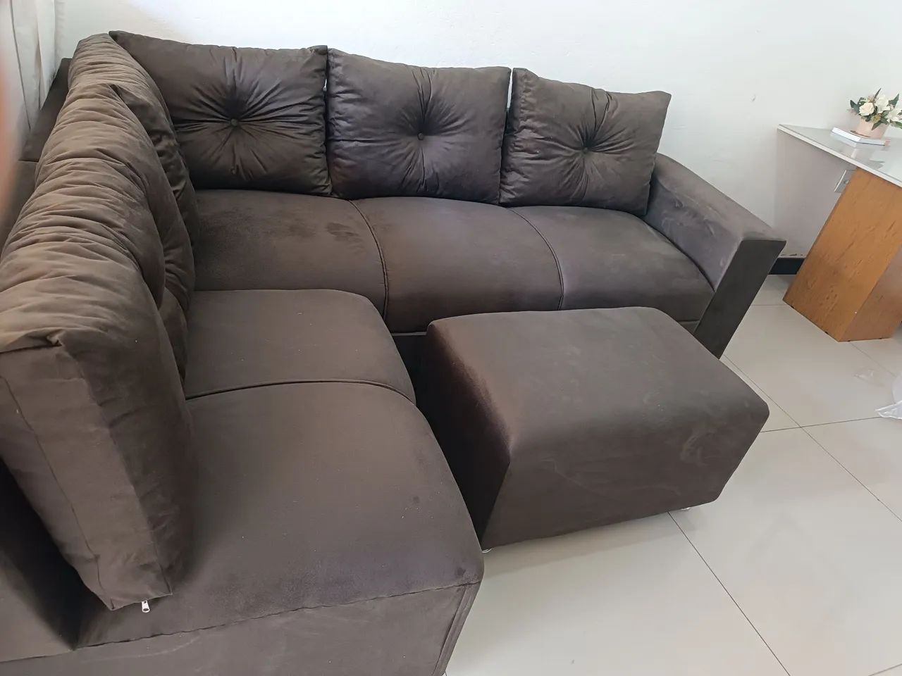 Sofá de Canto Marrom - Novo, 5 lugares! - Foto 2