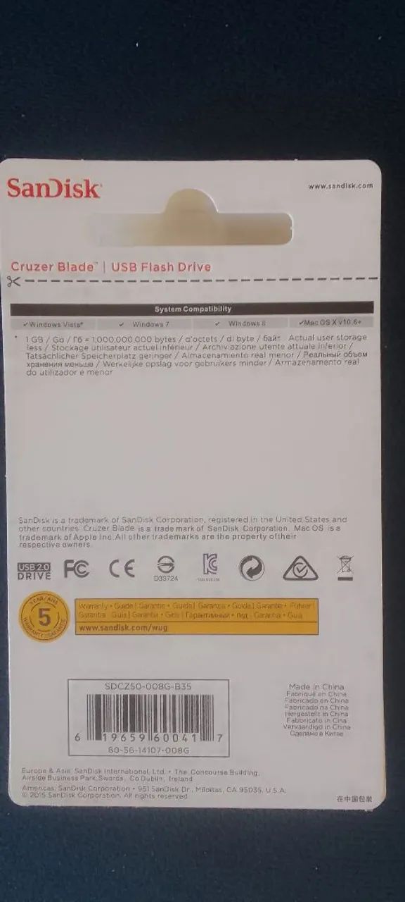 Pen Drive Sandisk Cruzer Blade 8GB - Foto 2