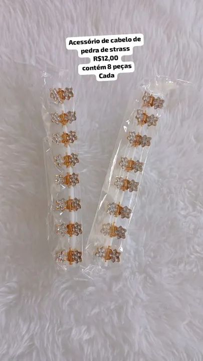 Acessórios de cabelo com pedras de strass - Pacote com 8 peças